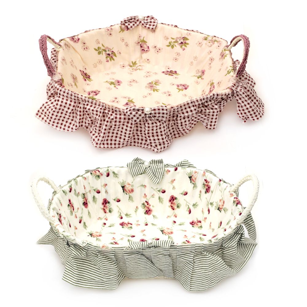 Basket textile with handles 19x270x70 mm, 210x280x70 mm, various shapes and colors