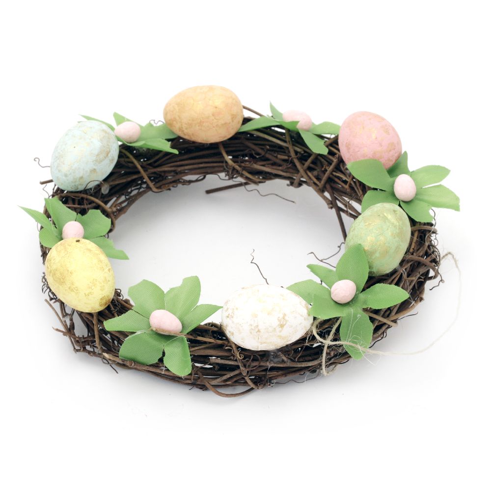 160mm twig wreath with easter suspension decoration