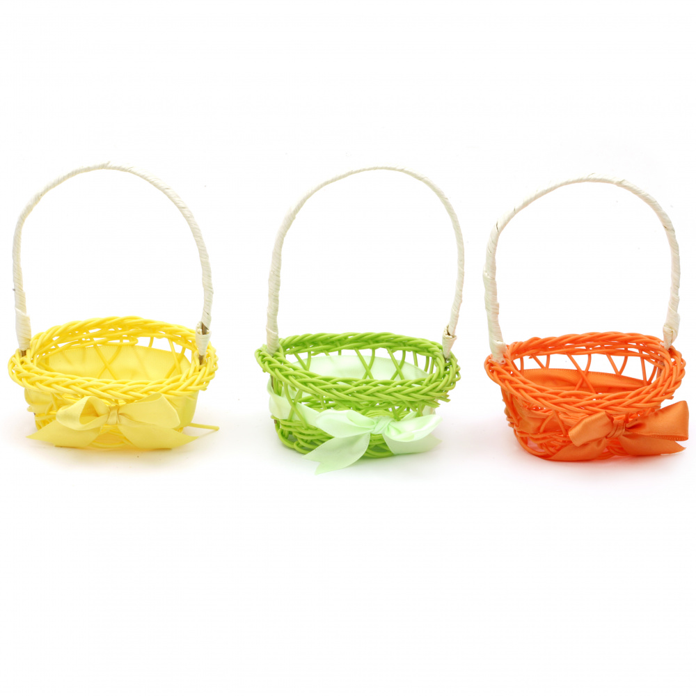 Basket woven ,decoration for Easter130x90 mm ellipse mix colors