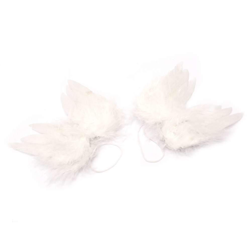 Aripi de înger mici 9,5x7,5 cm Pene albe Meyco -2 bucăți