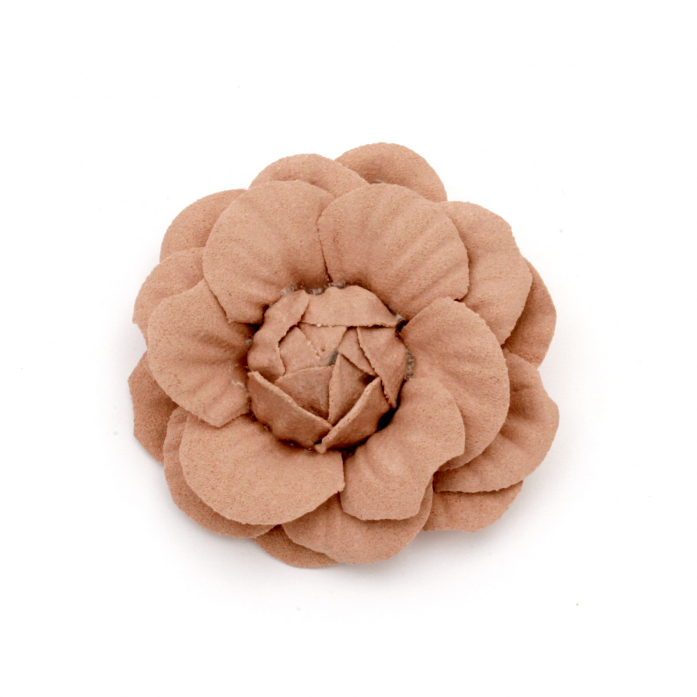 Flower made of suede paper 50x20 mm color light pink pastel