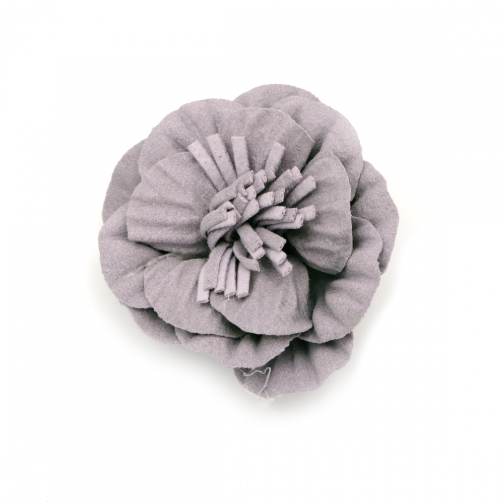 Flower made of suede paper 50x22 mm purple pastel