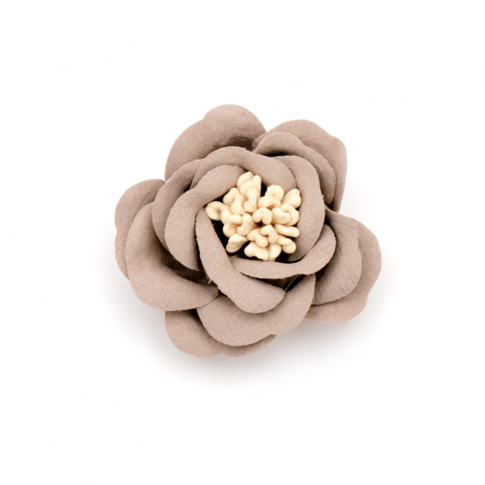 Flower made of suede paper with stamens 35x23 mm color lavender pastel