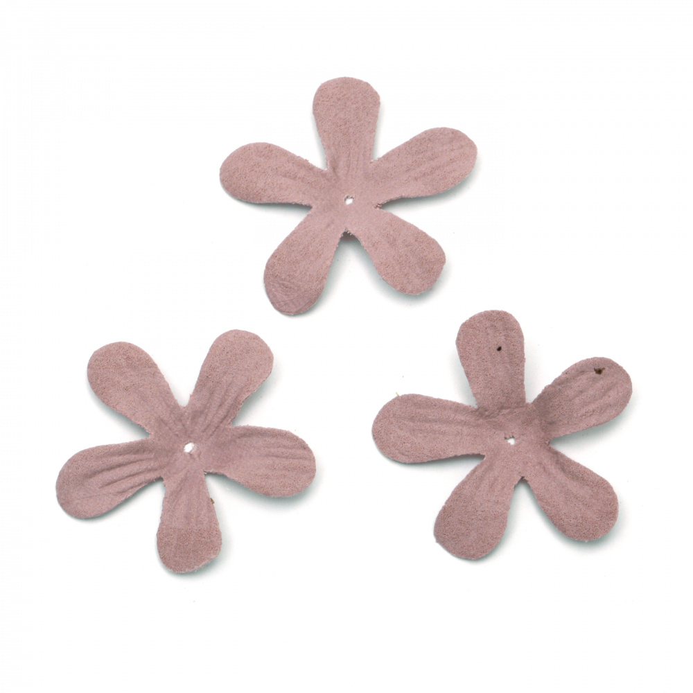 Flowers made of suede paper 40 mm color light purple pastel - 10 pieces