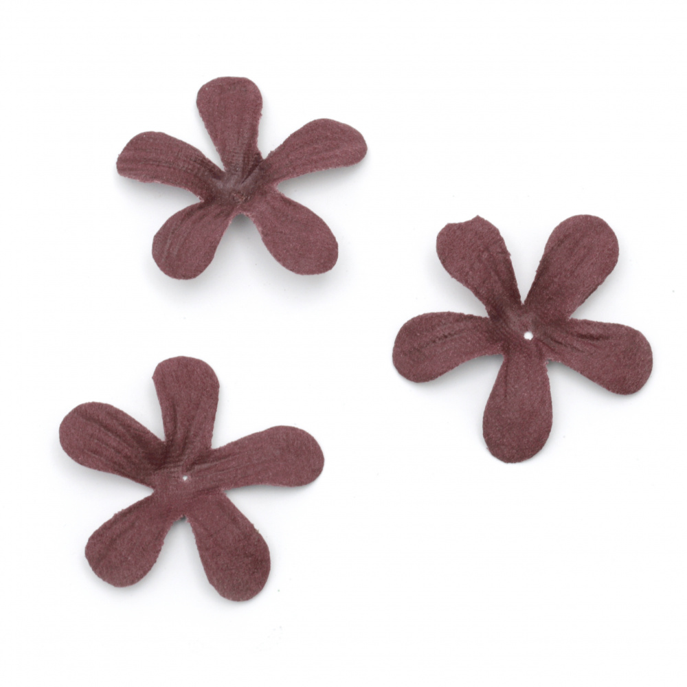 Flowers made of suede paper 40 mm color dark deep pink pastel - 10 pieces