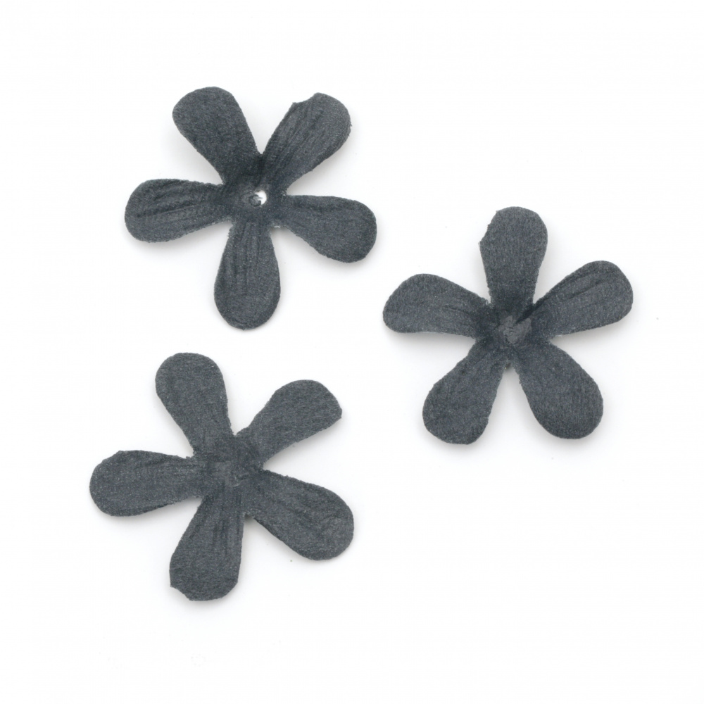 Flowers made of suede paper 40 mm color dark blue pastel - 10 pieces