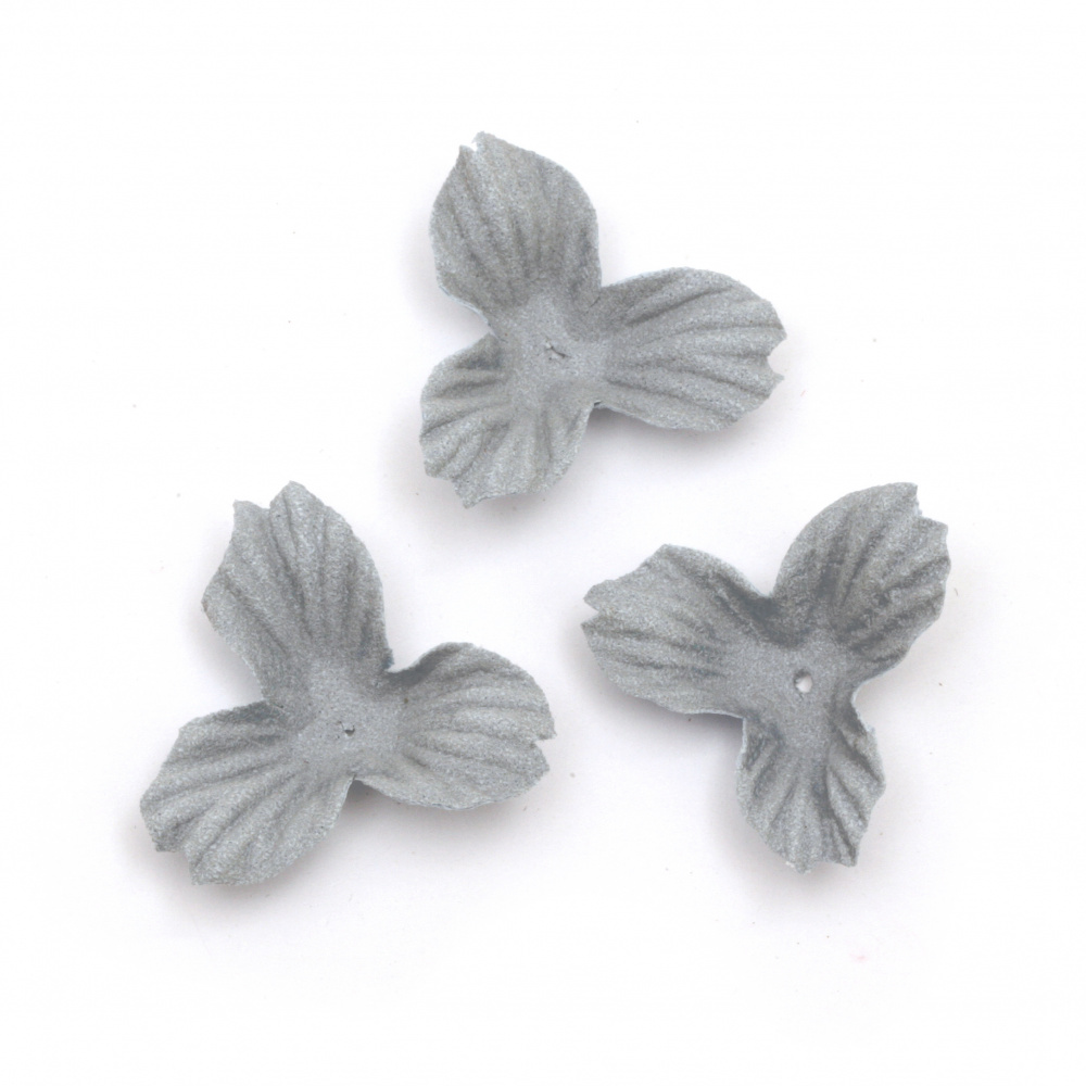 Flowers made of suede paper 35x10 mm color light blue pastel - 10 pieces