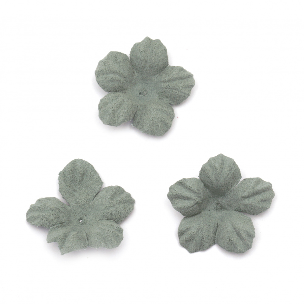 Flowers made of suede paper 33x5 mm color blue pastel - 10 pieces