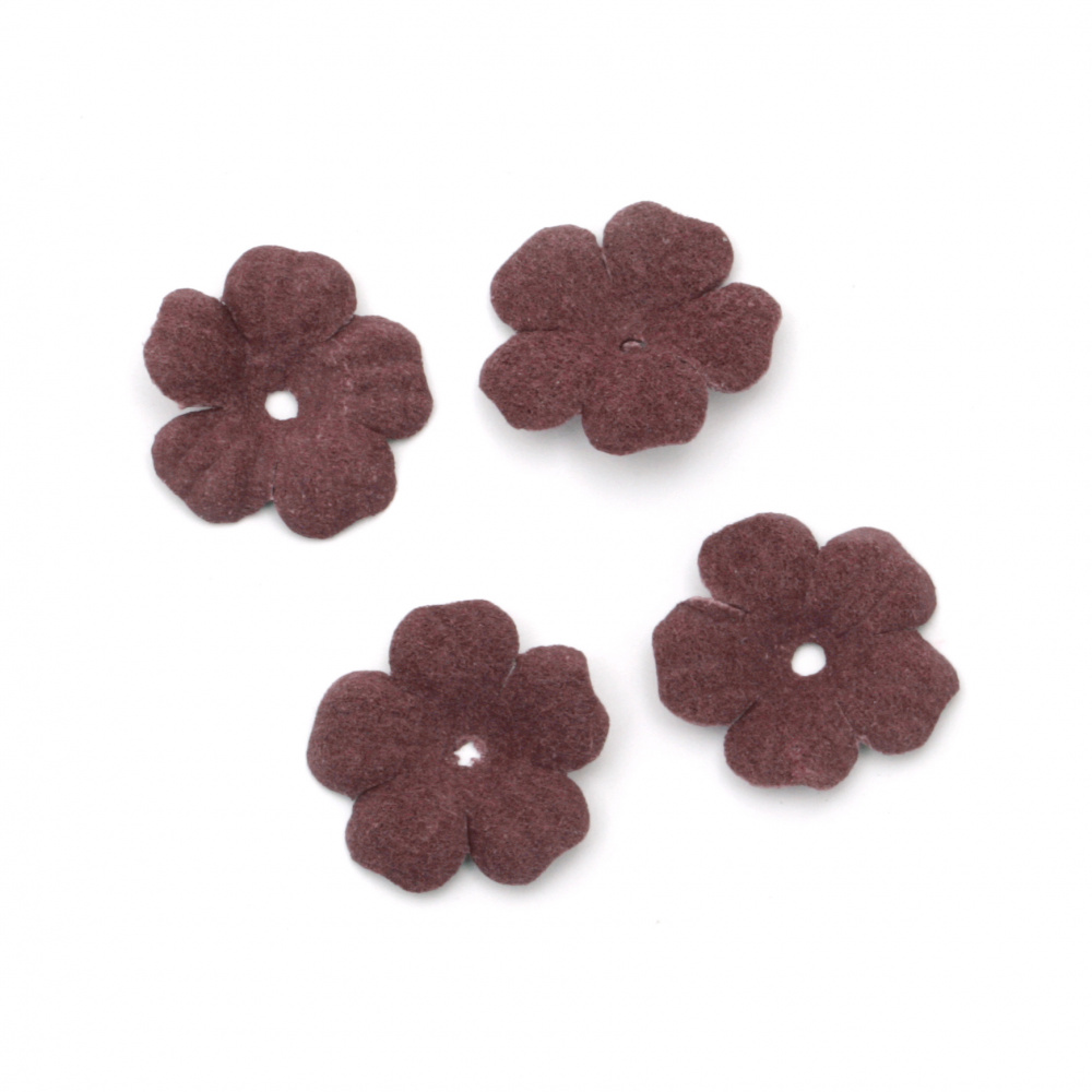 Flowers made of suede paper 18 mm color dark deep pink pastel - 20 pieces
