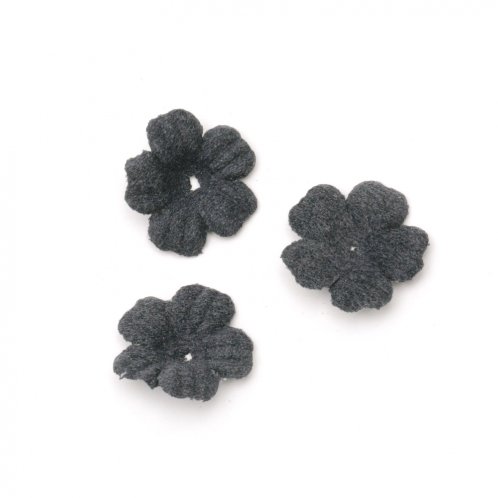 Flowers made of suede paper 18 mm dark blue pastel - 20 pieces