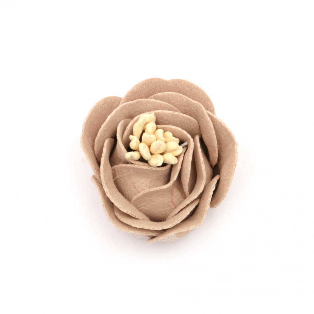 Flower made of suede paper with stamens 35x23 mm pale pink pastel