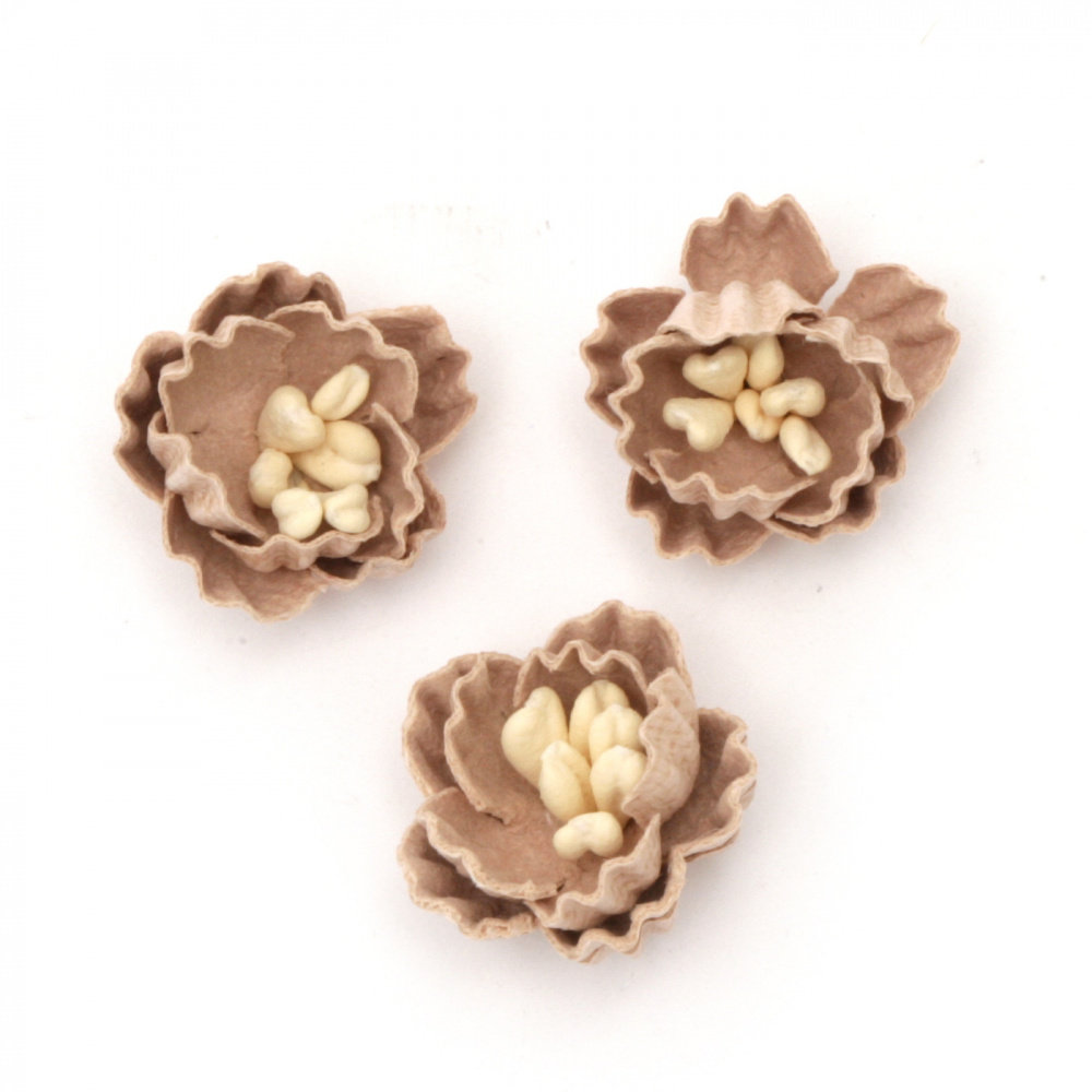 Flower made of suede paper with stamens 17x10 mm color pale pink pastel - 5 pieces
