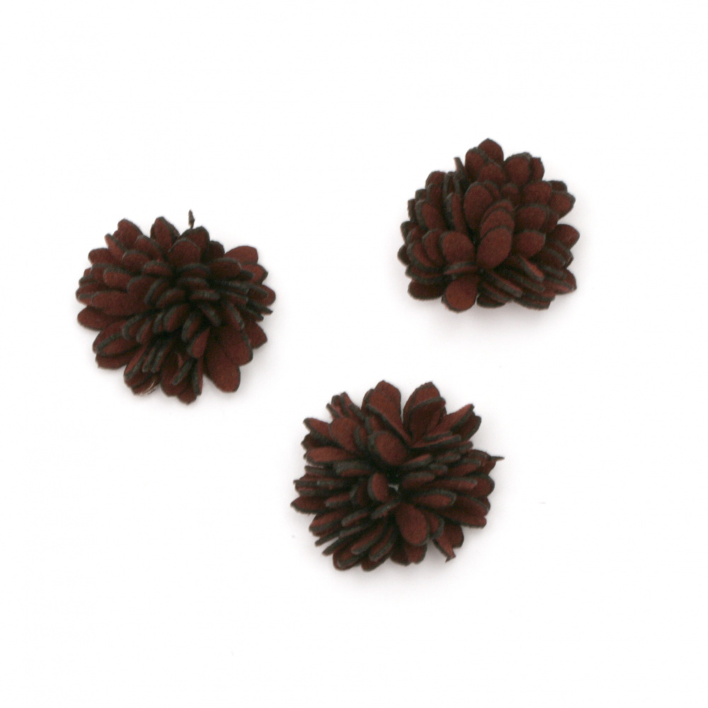 Fabric element for flower decoration 25 mm burgundy - 5 pieces