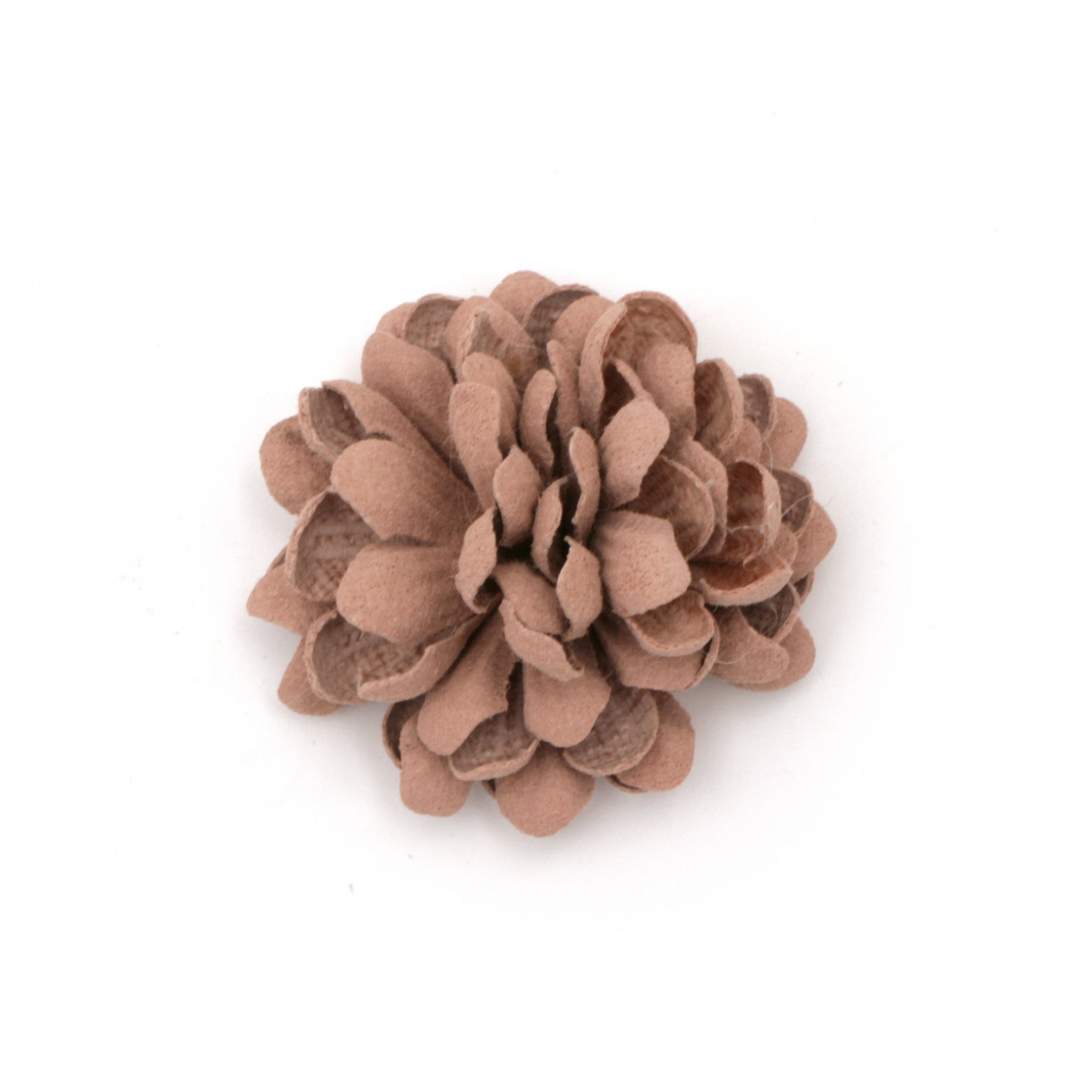 Flower made of suede paper with a stump 40x20 mm color light pink pastel - 2 pieces