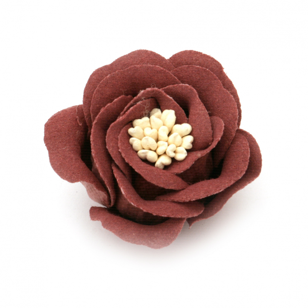 Velour Paper Flower, 35x23 mm, Stamens, Color - Cherry Pastel