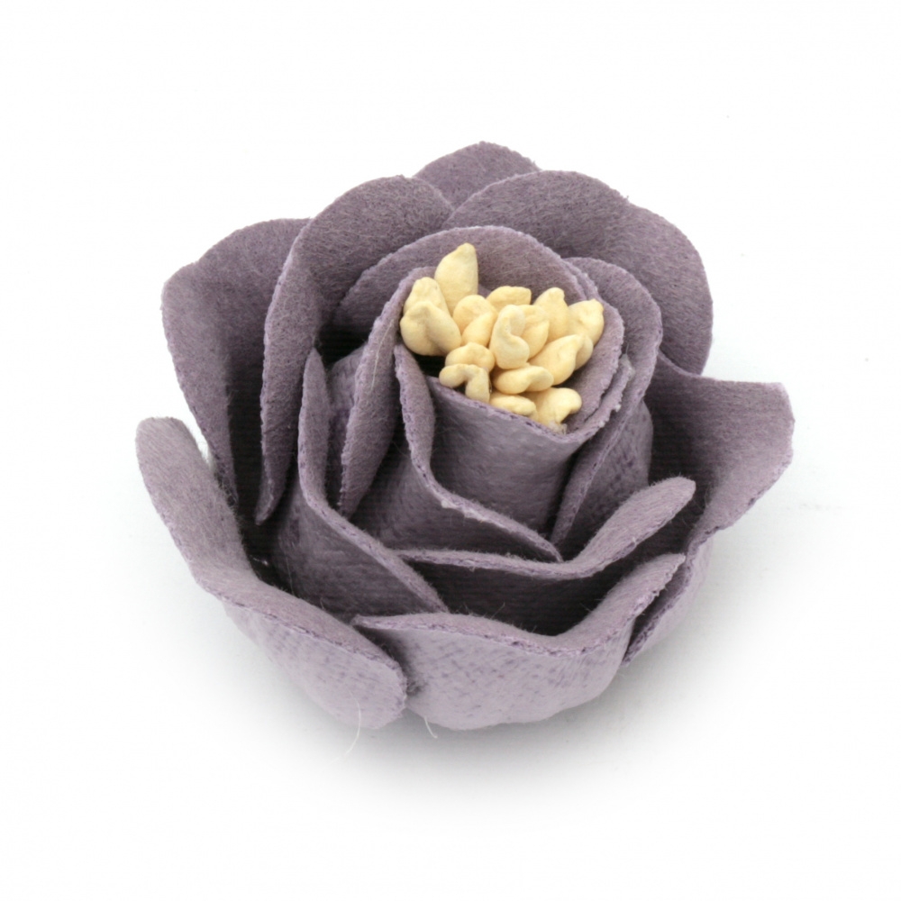 Velour Paper Flower, 35x23 mm, Stamens, in Lilac Pastel Color