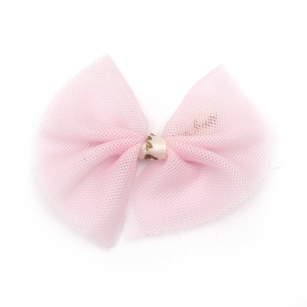 Textile element for decoration ribbon tulle 50x50 mm color pink -5 pieces