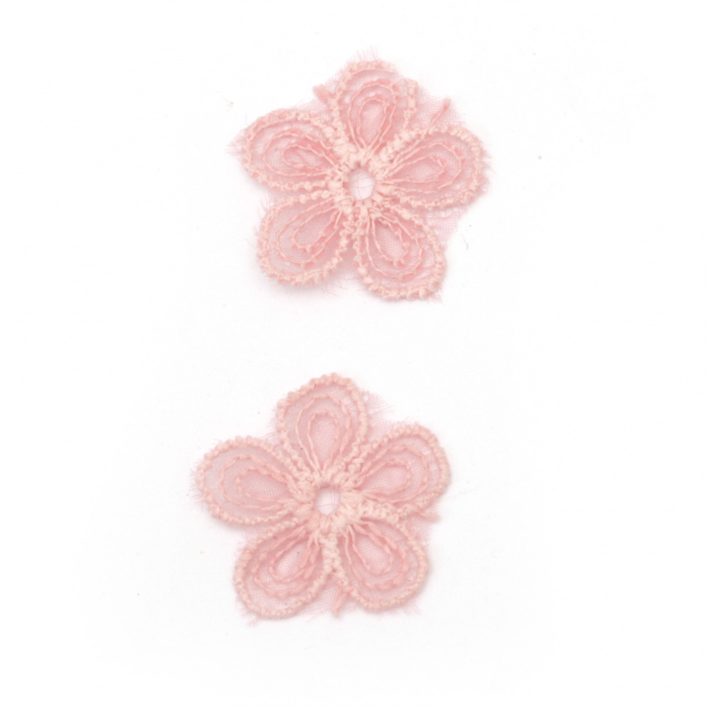 Element dantelă pentru decorarea florilor 22 mm culoare roz -10 bucăți