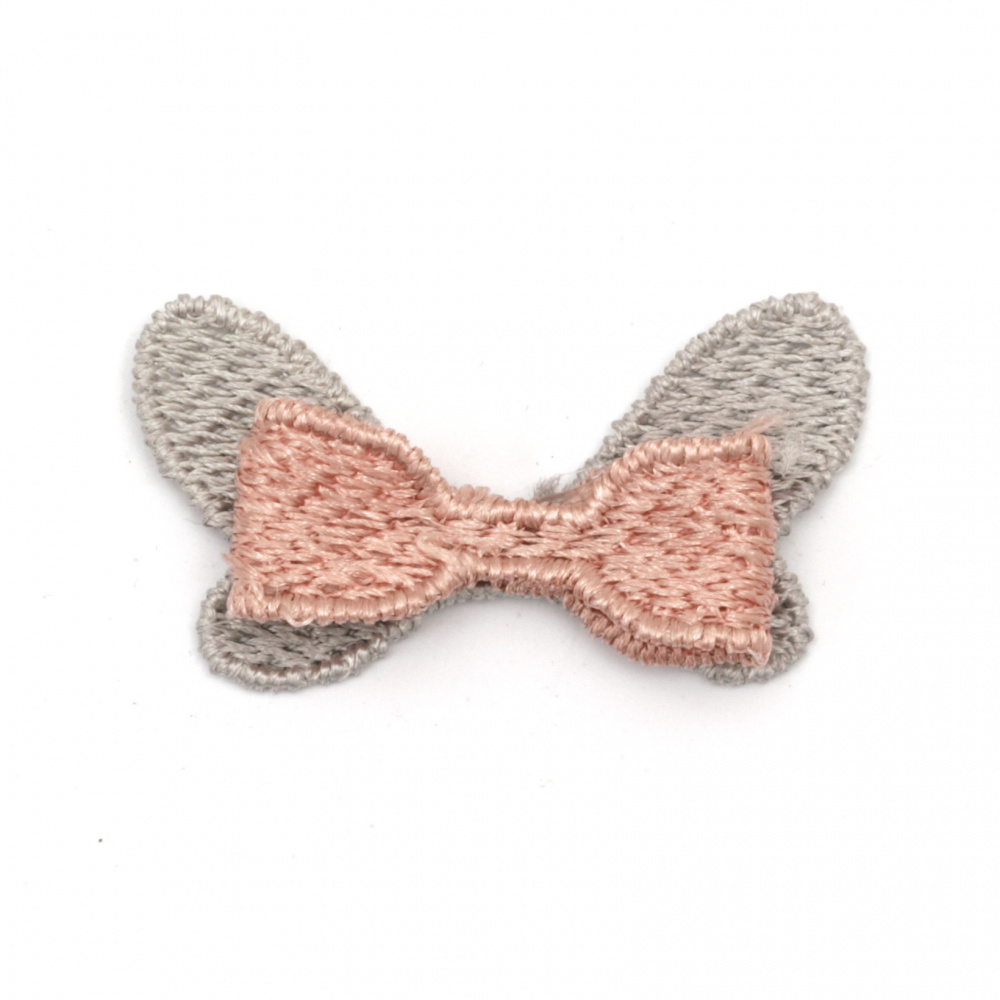 Textile element for decoration ribbon 47x24 mm color pink, gray -5 pieces