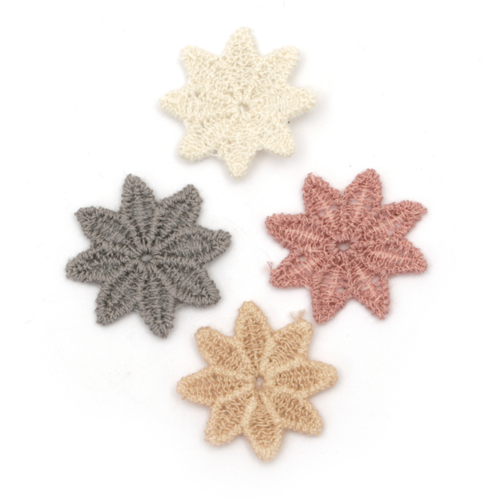 Element lace for decoration  flower25 mm color mix -10 pieces