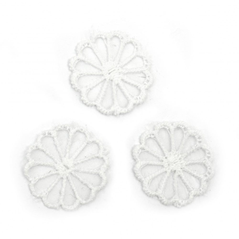 Element dantelă pentru decorarea florilor 25 mm culoare alb -10 bucăți
