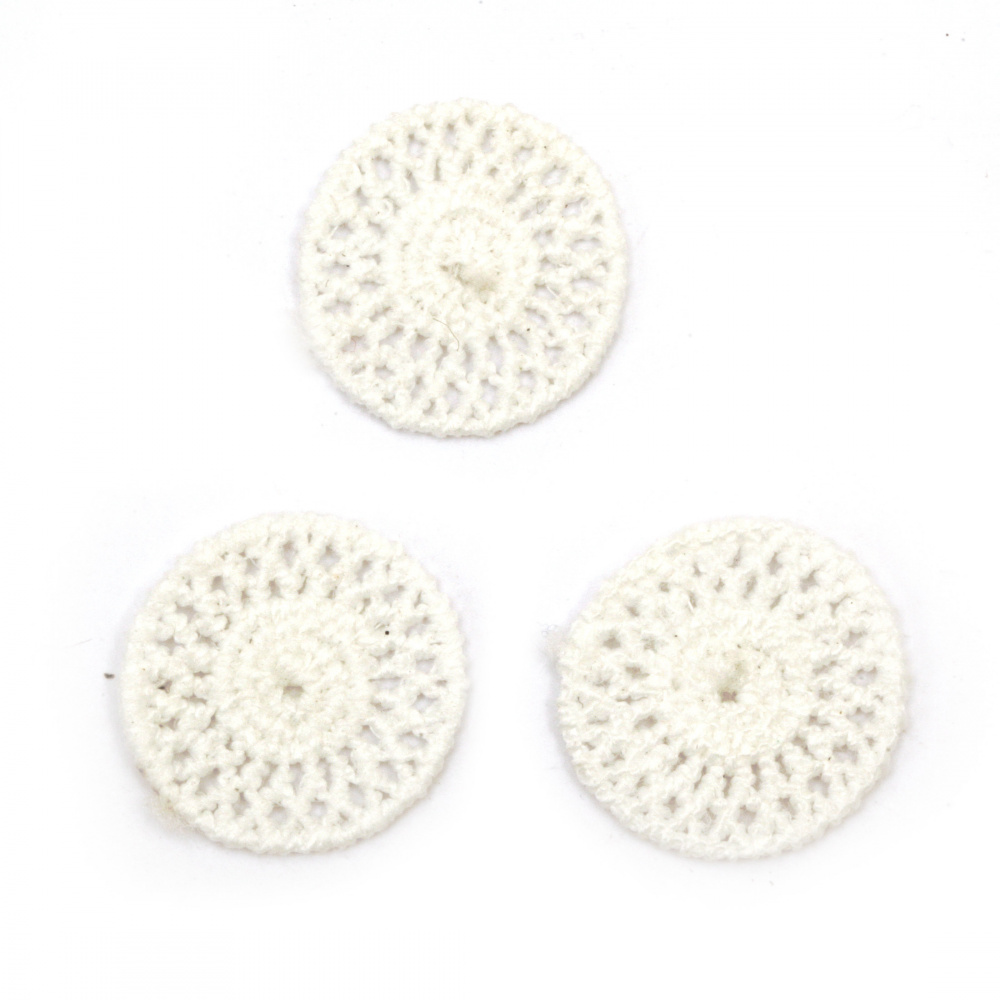 Element lace for decoration circle 20 mm color white -10 pieces