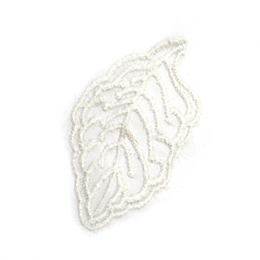 Lacy element for decoration leaf 67x38 mm color white -5 pieces