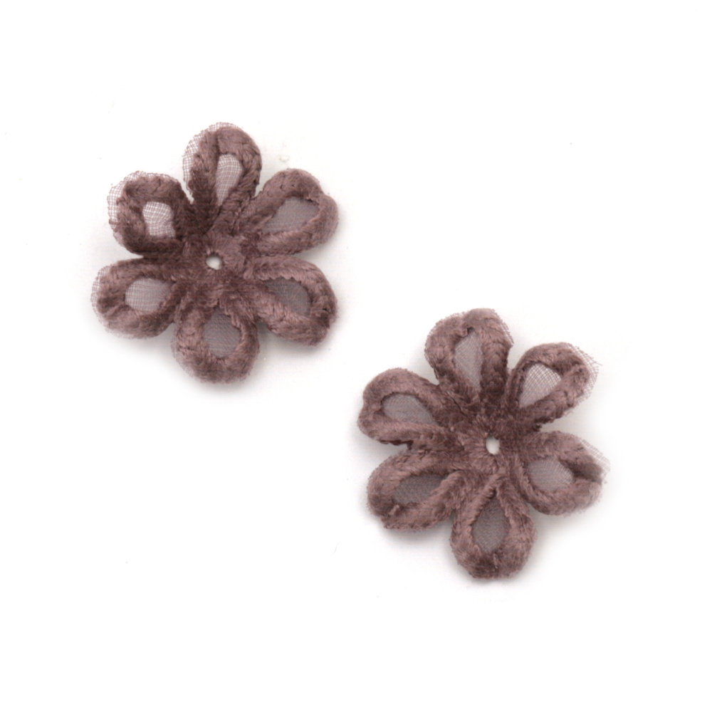 Lace Flower with 6 Petals for Decoration, DIY Crafts, Sewing Accessory, 25 mm, Purple Color - 5 pieces