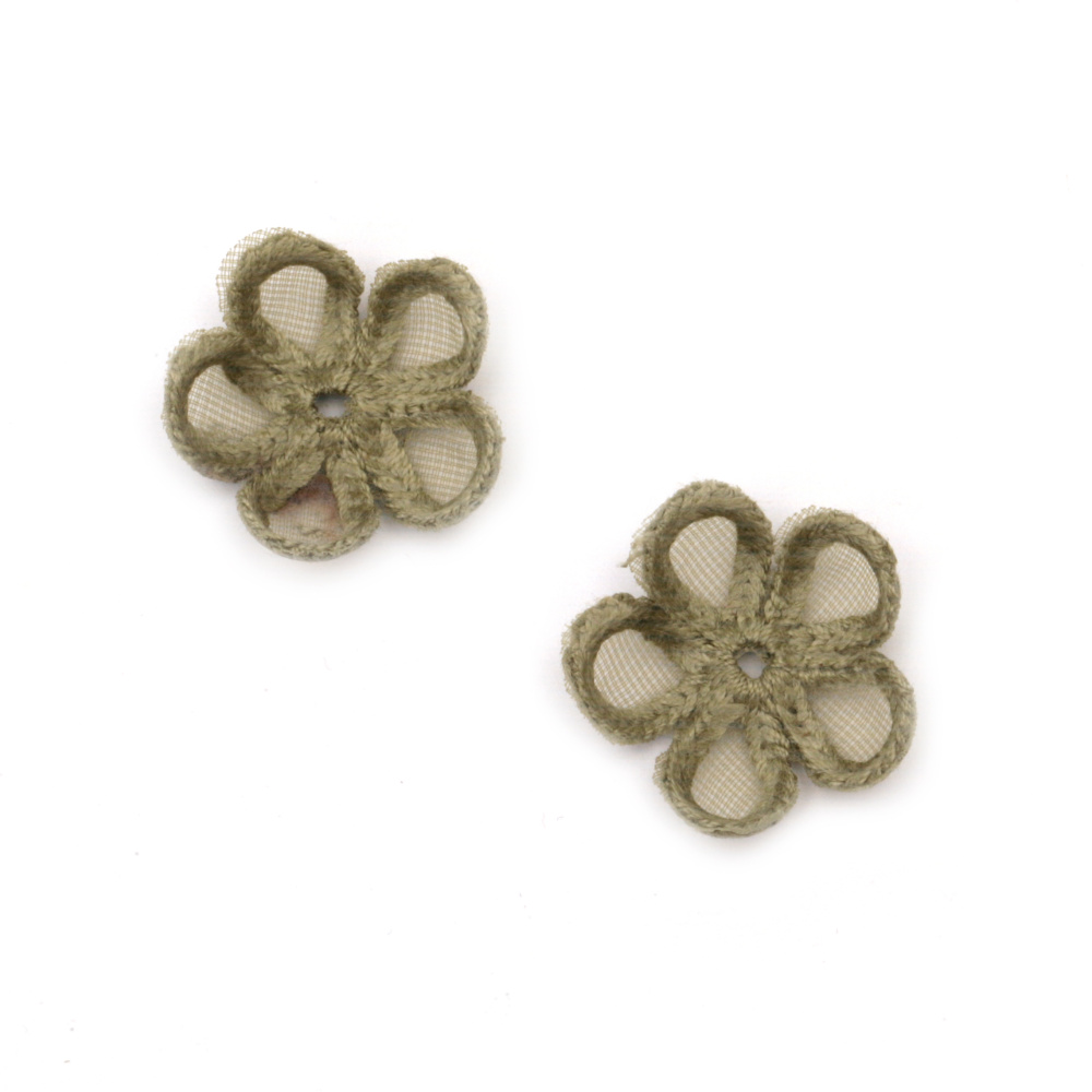 Lace Flower, Floral Sewing Accessories, for Decoration or DIY Crafts, 28 mm Color: Green - 5 pieces