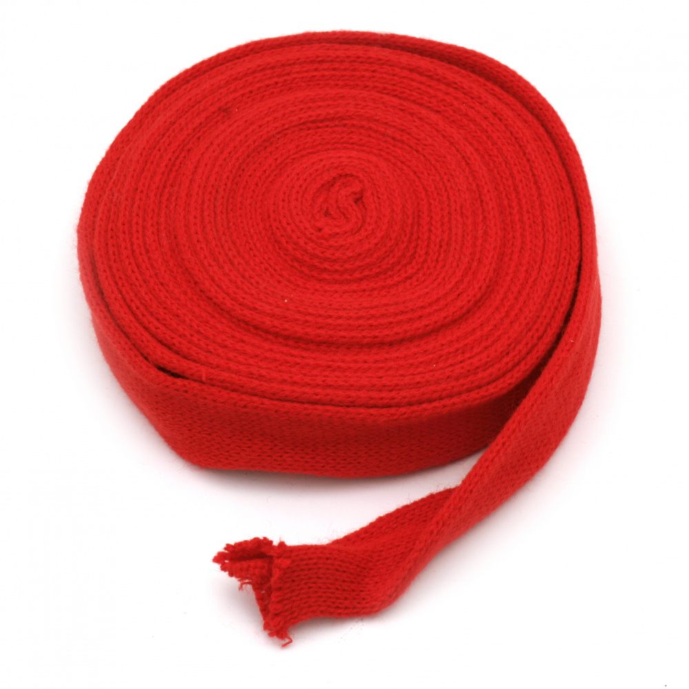 Textile Knitted Tube Ribbon / 10 - 40 mm / Red, Gray - 1 m