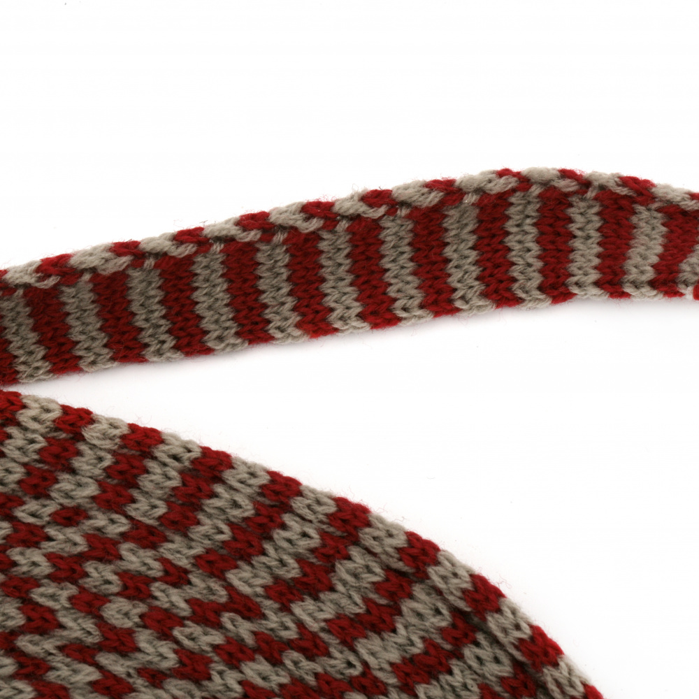 Textil panglică 22 mm roșu închis și gri -1 m