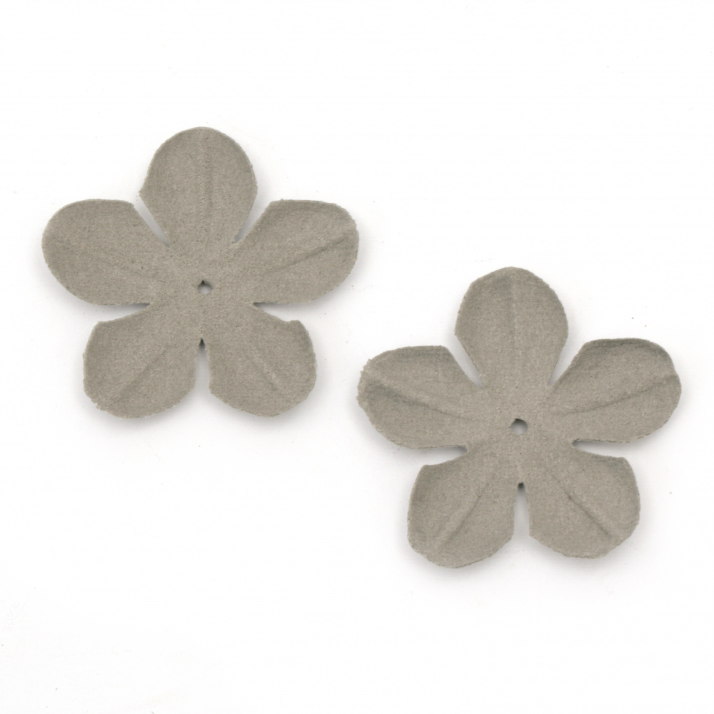 Velour Paper Flowers, 45 mm, Gray Pastel - 10 pieces