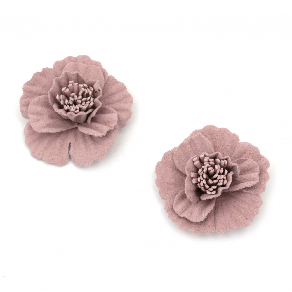 Velour Paper Flowers, 30x15 mm, Color - Pink-Lilac Pastel - 2 pieces