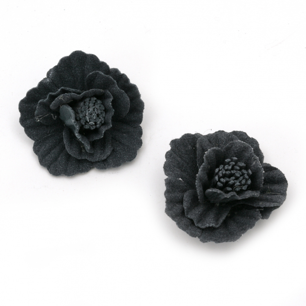Λουλούδια από σουέτ χαρτί 30x15 mm χρώμα σκούρο μπλε παστέλ -2 τεμάχια