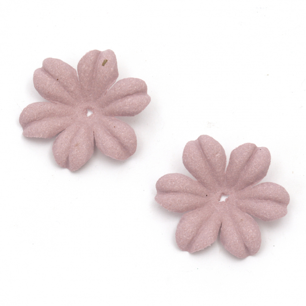 Λουλούδια από σουέτ χαρτί 27x5 mm χρώμα ροζ-μοβ παστέλ -10 τεμάχια