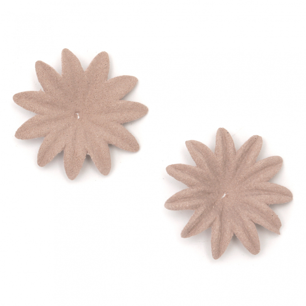 Velour Paper Flowers, 35x5 mm, Ashes of Roses Pastel Color - 10 Pieces