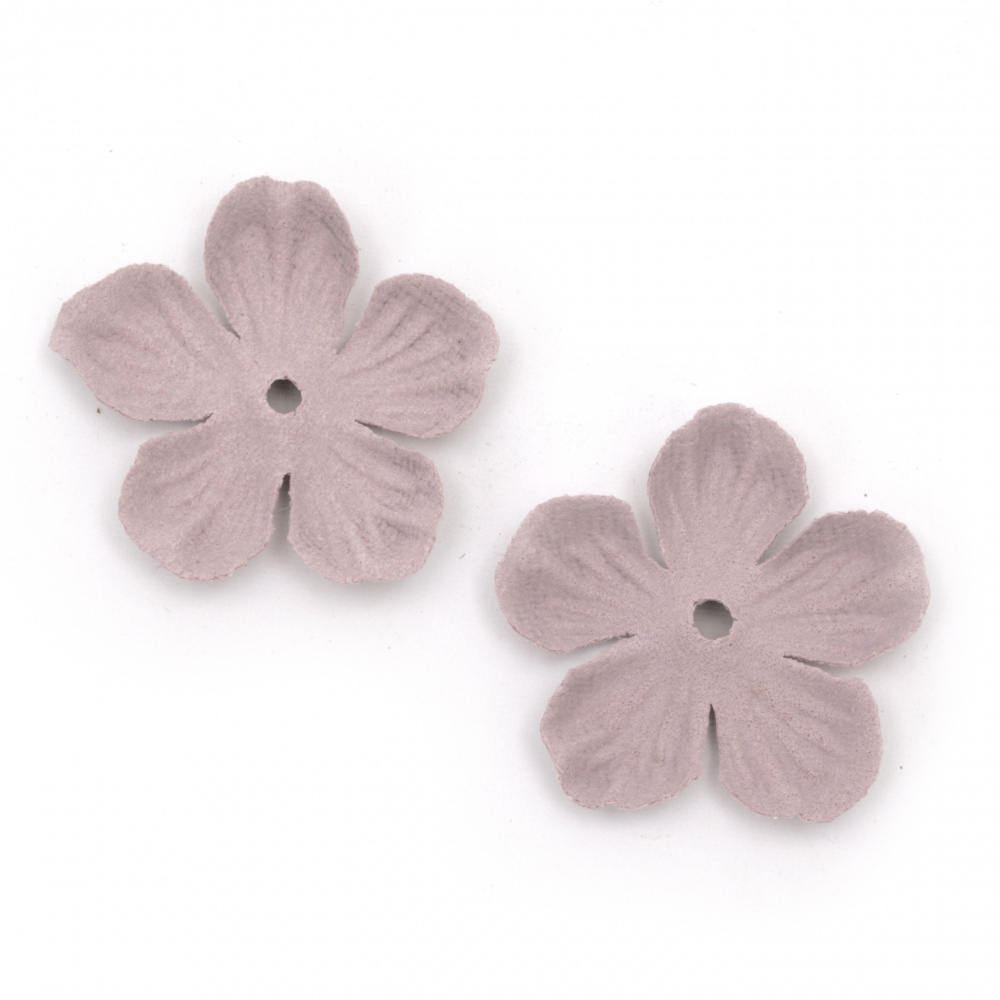 Velour Paper Flowers, 34 mm, Light Lilac Pastel Color - 10 Pieces