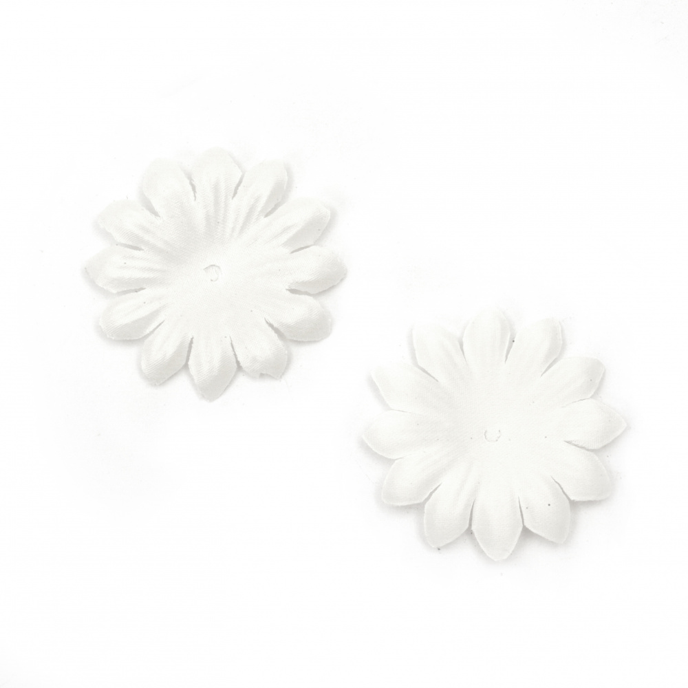 Textile Flowers for Decoration, 40 mm, White Color - 20 Pieces