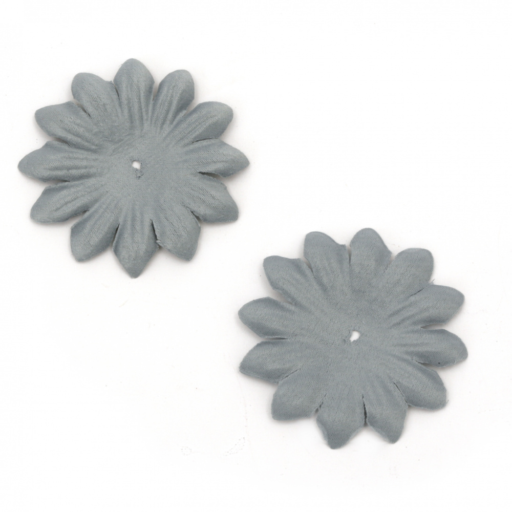 Textile Flowers for Decoration, 40 mm, Gray Color - 20 Pieces