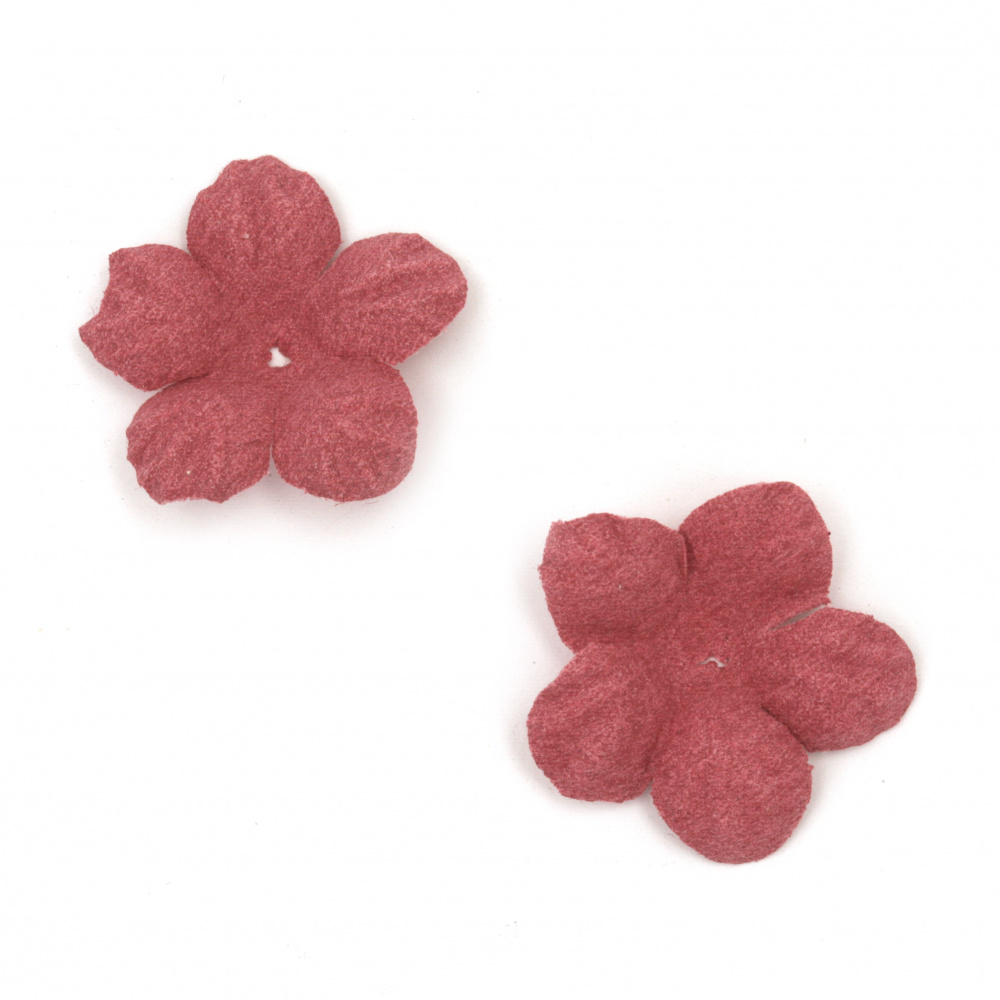 Velour Paper Flowers, 33x5 mm, Light Cherry Pastel Color - 10 Pieces