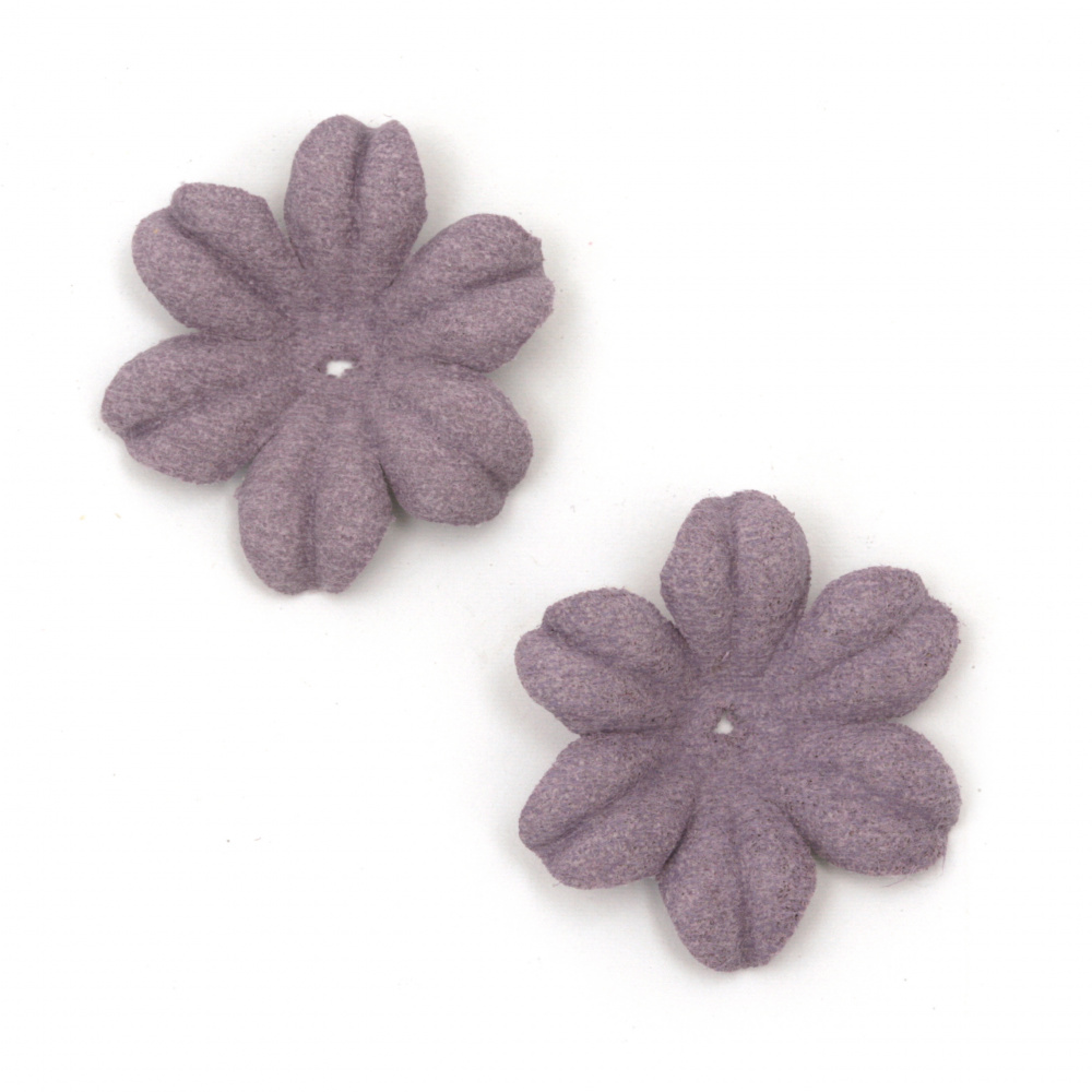 Velour Paper Flowers, 27x5 mm, Pastel Purple Color - 10 Pieces