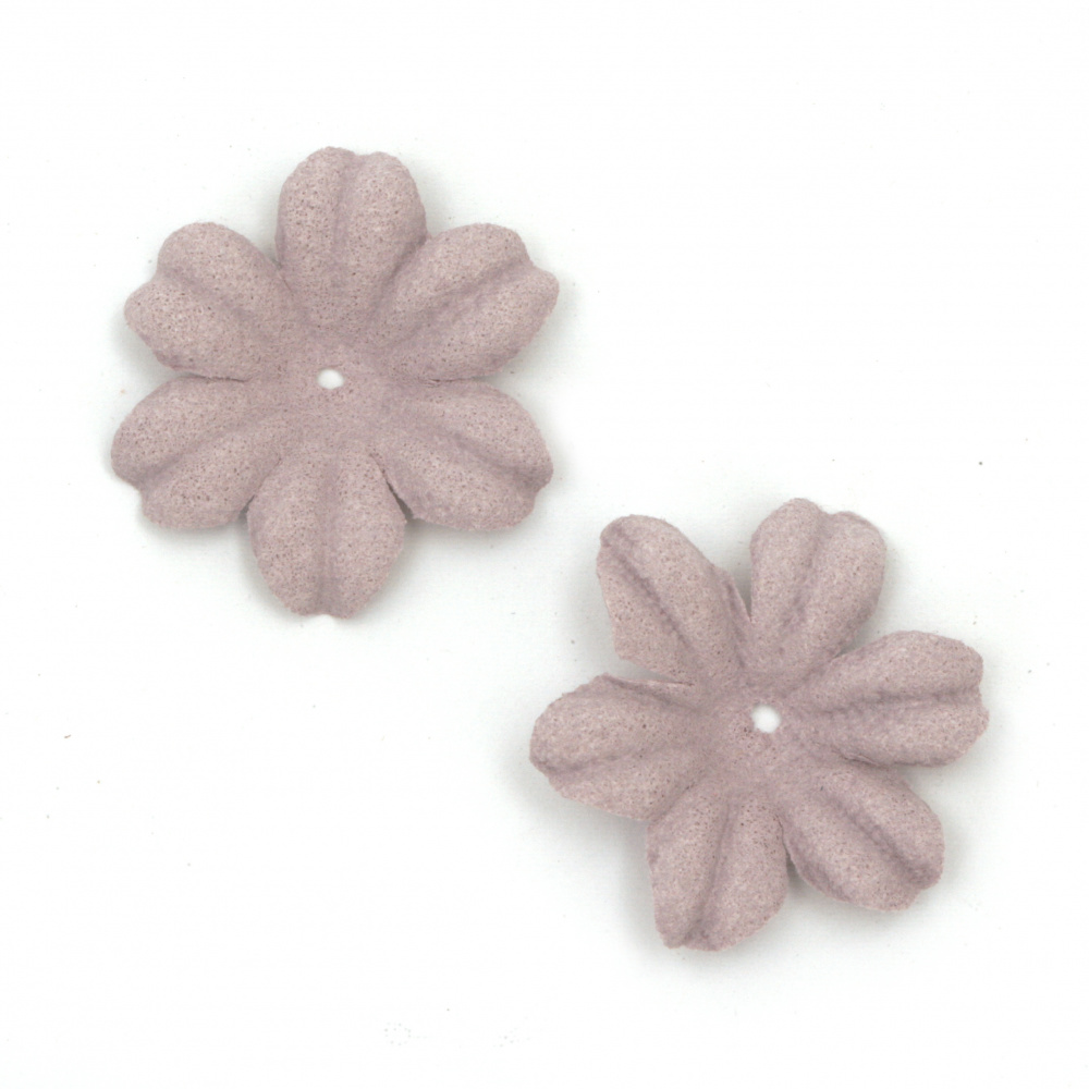 Velour Paper Flowers, 27x5 mm, Light Lilac Pastel Color - 10 Pieces