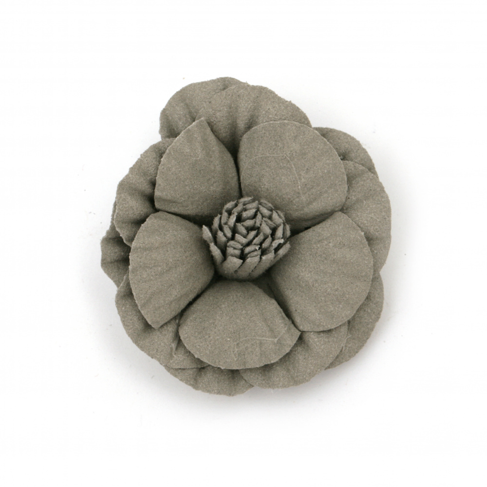 Velour Paper Flower, 50x22 mm, Pastel Gray Color
