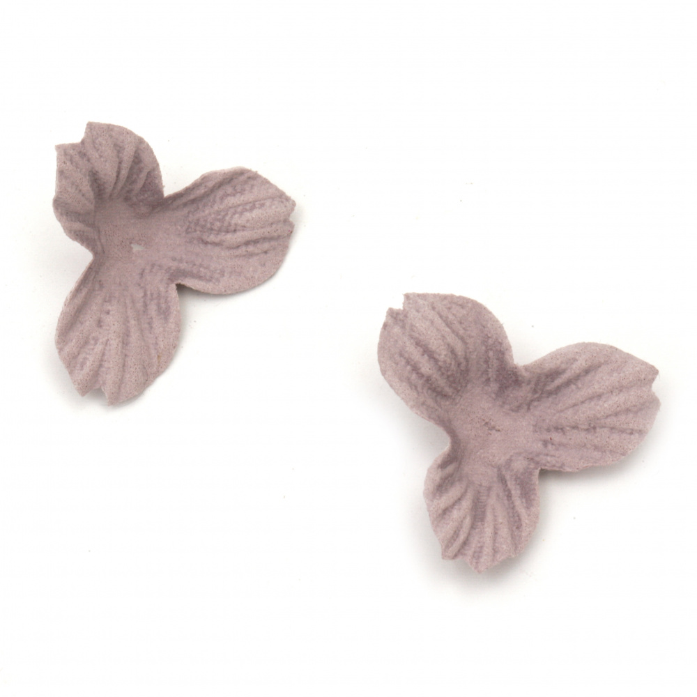 Velour Paper Flowers, 35x10 mm, Light Lilac Pastel Color -10 Pieces