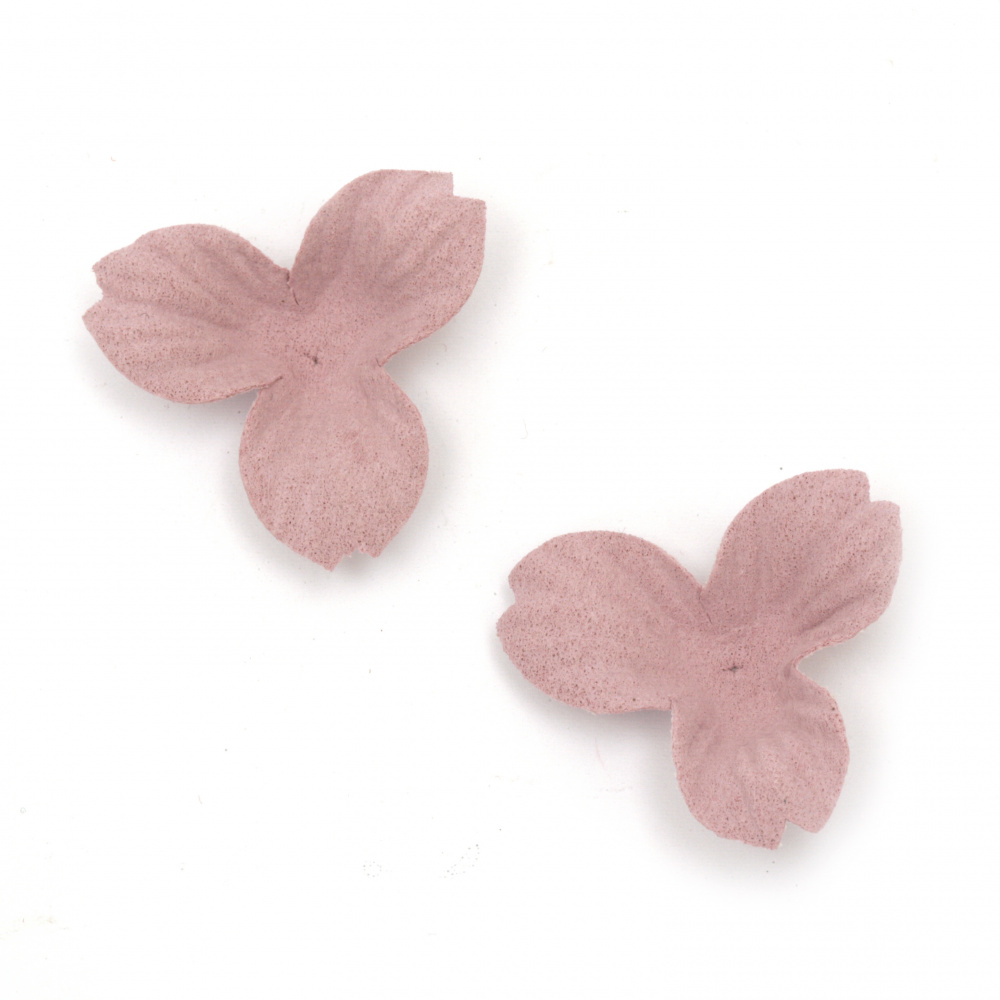 Velour Paper Flowers, 35x10 mm, Pink-Lilac Pastel Color - 10 Pieces