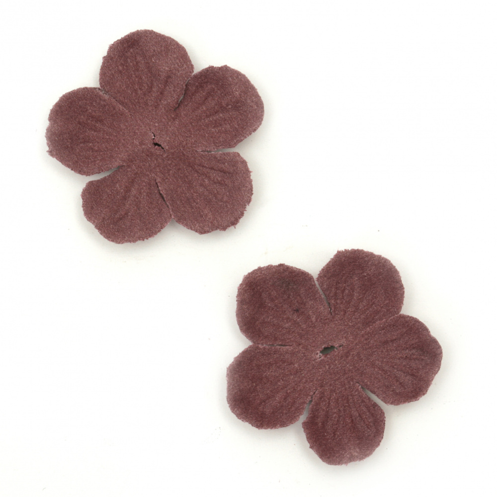 Velour Paper Flowers, 34 mm, Dark Cyclamen Pastel Color - 10 Pieces
