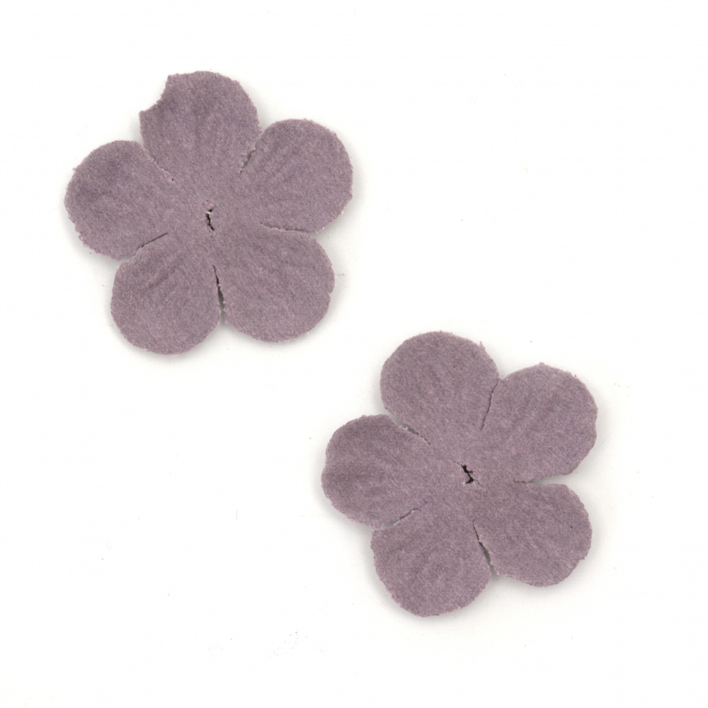 Velour Paper Flowers, 34 mm, Purple Pastel Color - 10 Pieces