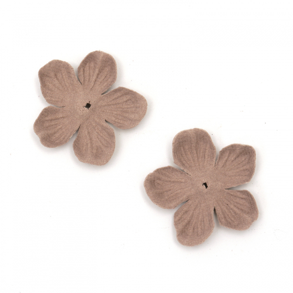Velour Paper Flowers, 34 mm, Ashes of Roses Pastel Color - 10 Pieces