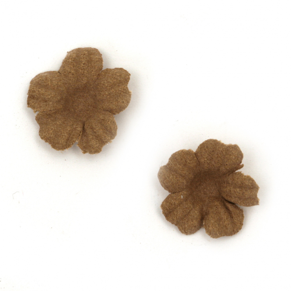 Velour Paper Flowers, 18 mm, Color Brown Pastel - 20 pieces