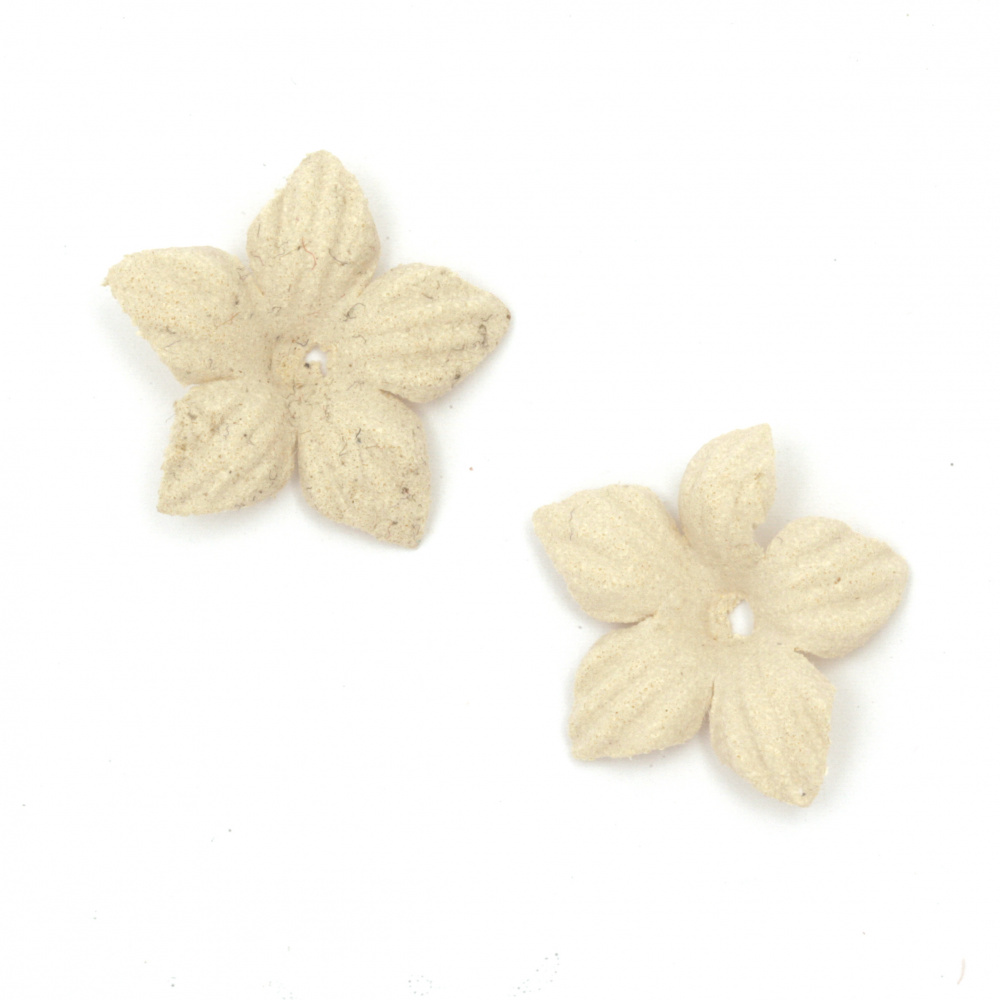 Velour Paper Flowers, 25 mm, Color Beige Pastel - 10 pieces